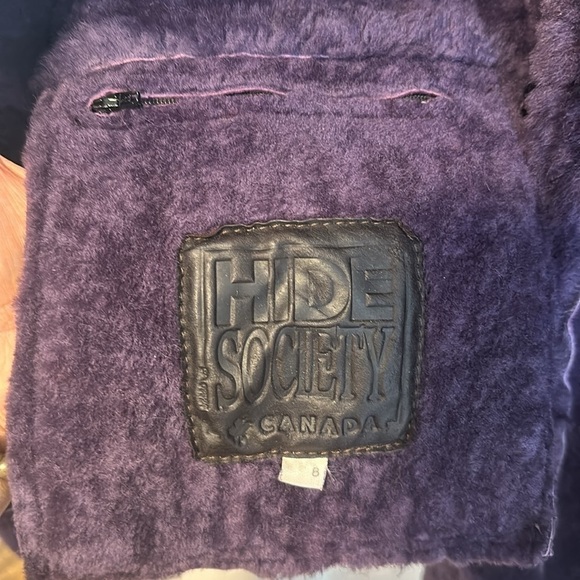 Vintage Hide Society large Purple Shearling  Coat, Made in Canada - Picture 6 of 7